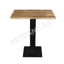 Wood Iron Base Cafe Table