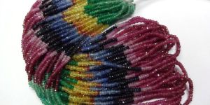 Multi Sapphire Faceted Rondelles Beads