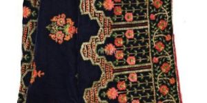 Royal Velvet Dupatta, Navy Blue, Embroidered