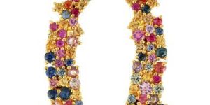 Women Multi Sapphire Ear Climber Gold