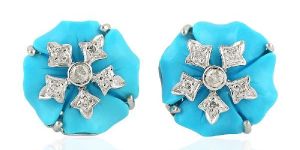 Women Party Wear Flower Design Ear Stud Earring