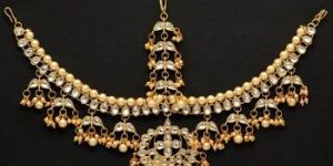 White Color Kundan Work Matha Patti