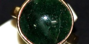 Sterling Silver Overlay Gold Plated Jade Gemstone Round Ring