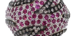 Vintage Silver Ruby Diamond Ring