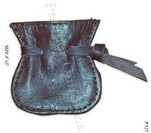 Leather Drawstring Bag with Leather Drawstring Closure