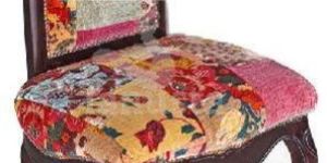 Wooden Victorian Chair with Velvet Fabric