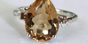 Whiskey Quartz Pear Ring