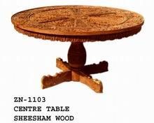 Wood Carved Round Coffee Table