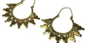 Tribal Hoops Neolithic Symbol Original Brass Earring