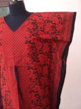 Wholesale Printed Floral Patterns Tunics Dresses Red Kaftan