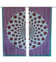 Peacock Tree of Life Curtains Cotton