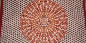 WHITE PRINTED MANDALA TAPESTRY FROM INDIA