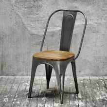 Wooden Seat Dining Outdoor Metal Chair