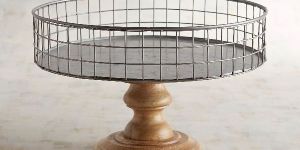Metal Wire & Wood Cake Stand
