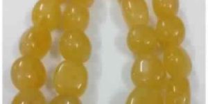 YELLOW QUARTZ GEMSTONE PLAIN HAND POLISHED TUMBLE BEADS NECKLACE