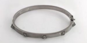 Sterling Silver Pave Diamond Bracelet Bangle