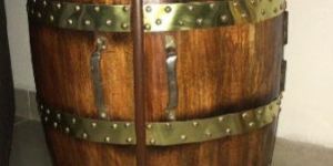 Wine Barrel Bar Table with Cabinet