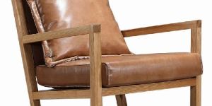 Wood and Leather Lounge Chair