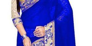 Wedding Embroidered Bollywood Georgette, Net Saree (Multicolor)