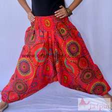 Women Cotton Yoga Harem Pants Hand Printed Aladdin Trousers-Craft Jaipur