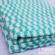 Wooden Block Printed Floral Running Natural Cotton Fabric-Craft Jaipur