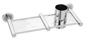 Stainless Steel Round Toothbrush Holder with Soap Dish