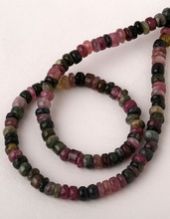 Multi Tourmaline Plain Rondelle Beaded Necklace