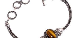 Tiger Eye Gemstone 925 Sterling Silver Bracelet