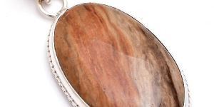 Wood Jasper Gemstone Silver Pendant