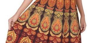 Traditional Hand Made Kurti Barmeri Mandala Print Anarkali Style Midi