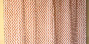 Zig Zag Pure Cotton Voile Indian Hand Block Printed Cotton Shower Curtain