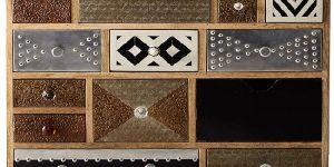 Bone Inlay Mix Metal Multi Drawer Chest