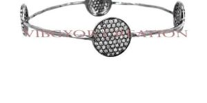 Stylish Pave Diamond Round Shape 925 Sterling Silver Bangle