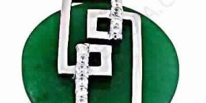 Unique Style Green Aventurine and Cubic Zirconia Gemstone Silver Pendant