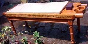 Ayurveda Wooden Massage Table - Single piece Neem - Mattress