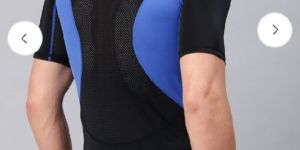 Black and Blue Polyester Round Neck Half Sleeve T-Shirt