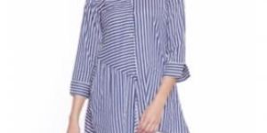 Castle Navy Blue Striped Longline Shirt