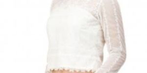 Castle Off-White Solid Net Crop Top