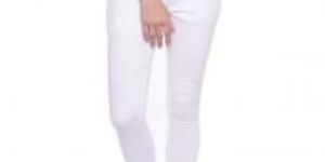Castle White High Waist Cotton Spandex Pants