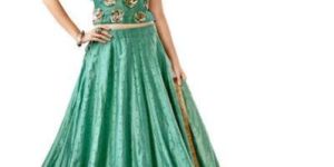Turquise Chanderi Lehenga Choli