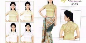 Stretchable Blouse with Half Net Sleeve