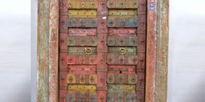WOODEN PAINTED CARVED DOOR