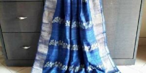 Tussar Silk Sarees with Zari Border and Blouse Piece