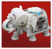 Marble Inlay Elephants