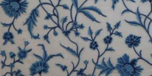 Shalimar Hand Embroidered Crewel Work Organza Silk Fabric