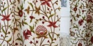 Wardar Hand Embroidered Cotton Crewel Curtain Fabric