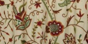 Watlab Hand Embroidered Cotton Crewel Curtain Fabric