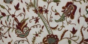 Watlab Hand Embroidered Crewel Work Organza Silk Fabric