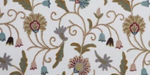 Yogi Multi Crewel Work Hand Embroidery Handloom Cotton Fabric