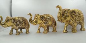 Metal Elephant Statue Set